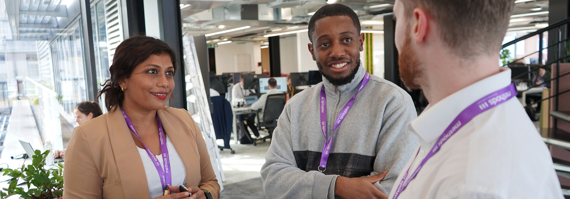 Decorative photographs of Methods employees in our London office